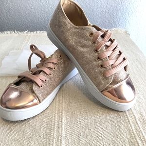 New, Sparkly rose gold sneakers
